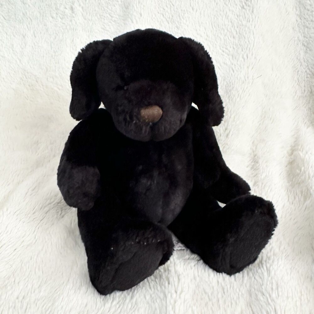 Velvets by Greek Black Puppy Dog Plush Stuffed Animal 8" Toy